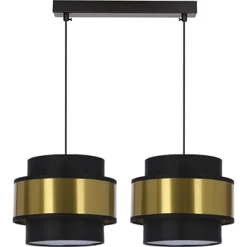 Závěsné svítidlo Prestige černé zlaté glamour s látkovým stínidlem 55 cm do obývacího pokoje a jídelny