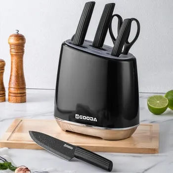 Kuchyňský nůž Gooda 6-dílná sada kuchyňských nožů se stojanem černá Gooda
