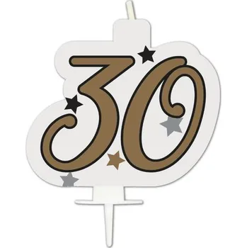 Dortová svíčka NAROZENINOVÁ SVÍČKA NA DORT 30 LET NAROZENINY 9 CM ZLATÁ TŘICÍTKA