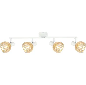 Moderní stropní lampa Atarri bílá s dřevem, nastavitelná, 4bodová do obývacího pokoje