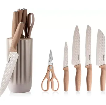Kuchyňský nůž Gooda 6-dílná sada kuchyňských nožů s blokem bílá