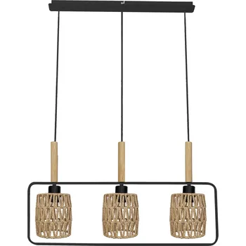 Závěsné svítidlo Crown černé béžové boho 3bodové nastavitelné nad jídelní stůl do obýváku