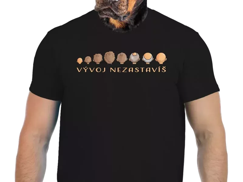 Vtipné tričko Bastard: Vývoj nezastavíš
