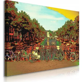 Obraz OBRAZ CANVAS DO OBÝVÁKU LOŽNICE AMSTERDAM MOST KOLA ABSTRAKCE 70x50