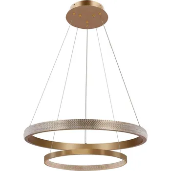 LED stropní lustr Hashim zlatý křišťálový 60+40 cm do obýváku a jídelny moderní