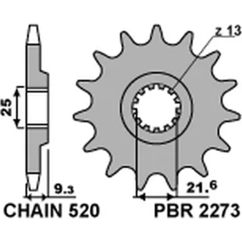 Nářadí na motocykly Ocelová standardní přední řetězová kola PBR 2273 - 520 2273 14 18NC