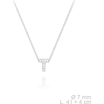 Náhrdelník stříbrný náhrdelník s písmenem "T" se Zirkony stříbrná