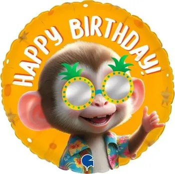 Balónek Foliový balonek Happy Birthday Cool opička, 45 cm