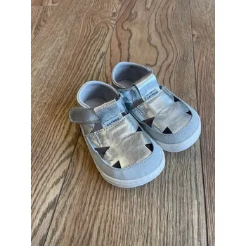 Capáčky Kožené barefoot sandály SBF 51 0.1 - stříbrná, Pegres Velikost: 20