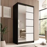 Šatní skříň se zrcadlem a posuvnými dveřmi Laurencia - 100 cm Barva: Černá/Bílá