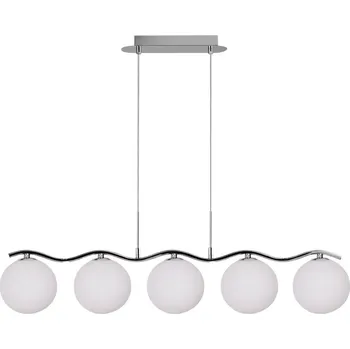 Závěsné svítidlo Ramon moderní 5ramenné bílé chrom do obýváku kuchyně jídelny