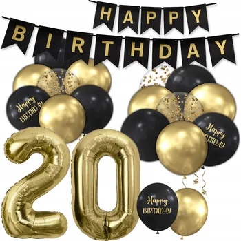 Balónek BALÓNKY sada dekorací na 20. narozeniny banner
