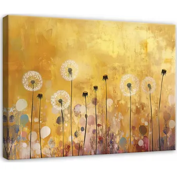 Obraz OBRAZ ABSTRAKCE KVĚTINY POLNÍ ZLATO DO LOŽNICE OBÝVACÍHO POKOJE NA PLÁTNĚ 40x30