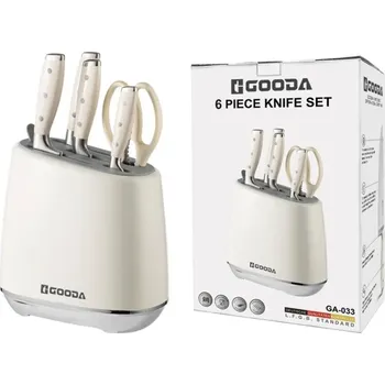 Kuchyňský nůž Gooda 6-dílná sada kuchyňských nožů se stojanem bílá Gooda