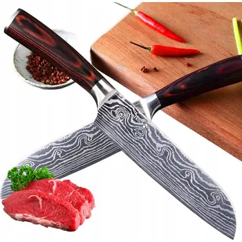 Kuchyňský nůž JAPONSKÝ KUCHYŇSKÝ NŮŽ CLEFFER Dřevěná rukojeť Zdobená NEREZOVÁ OCEL 22 cm