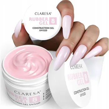 Lak na nehty Claresa RUBBER GEL gel na nehty pro modeláž a prodlužování, stavební gel #8 12g
