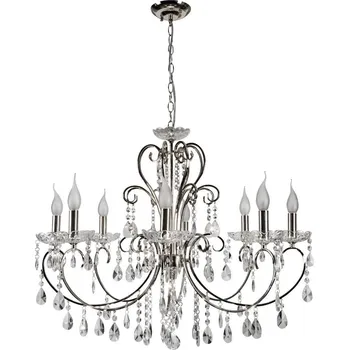 Lustři glamour Aurora chrom 8-ramenný skleněno-kovový do obýváku nebo jídelny s nastavitelnou výškou