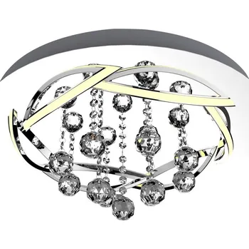 Korfu stropní LED svítidlo kulaté chrom 50 cm moderní do obývacího pokoje a jídelny glamour