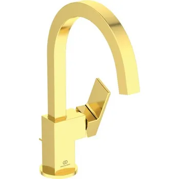 Vodovodní baterie Ideal Standard Extra - Umyvadlová baterie s otočným výtokem s odtokovou garniturou, kartáčovaná zlatá BD504A2