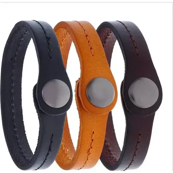 Náramek Kožený elegantní náramek Venta 19.5 cm - Barva Černá