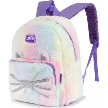 Školní batoh Miko Dívčí plyšový batoh Kočička fialová 13L