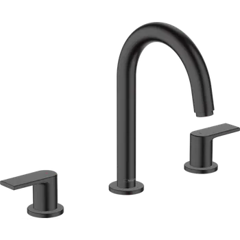 Vodovodní baterie Hansgrohe Vernis Shape 3-otvorová umyvadlová armatura s odtokovou soupravou s táhlem, matná černá 71563670