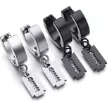 Punkové náušnice kroužky z chirurgické oceli Žiletka - Barva Stříbrná