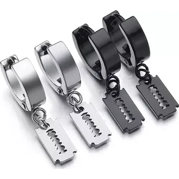 Náušnice Punkové náušnice kroužky z chirurgické oceli Žiletka - Barva Stříbrná