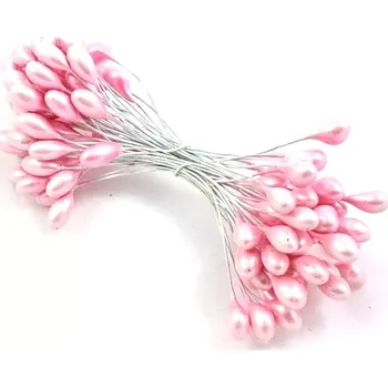 umělá květina Oboustranné květní tyčinky na drátku růžové - 50 ks