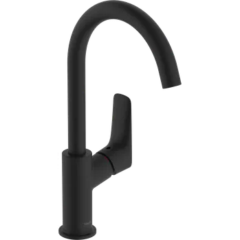 Vodovodní baterie Hansgrohe Logis páková umyvadlová baterie 210 s otočným výtokem a odtokovou soupravou s táhlem, matná černá 71130670
