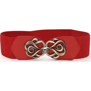 Opasek Dámský pružný elastický pásek na šaty Hichem Červený