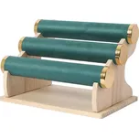 Třívrstvý odnímatelný dřevěný stojan na šperky Zelený