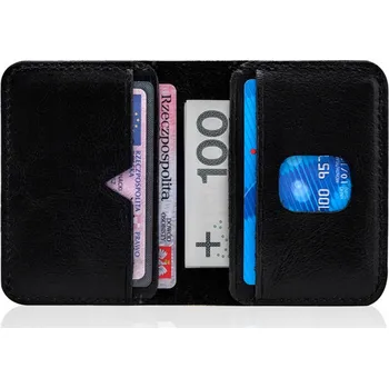 Peněženka Tenká pánská kožená peněženka SOLIER SW11 SLIM ČERNÁ