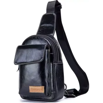 Bullcaptain kožená taška přes rameno Ragnar Černý 4L
