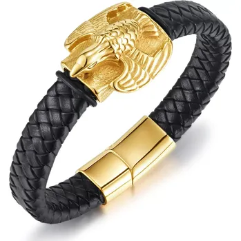 Náramek Pánský ocelový proplétaný náramek Flying Eagle Zlatý 21cm