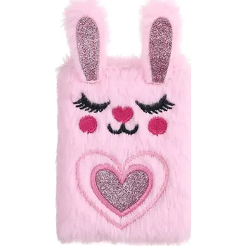 Diář Plyšový mini notes se srdíčkem Růžový králíček