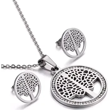 Souprava šperků Sada ocelových šperků Tree Life se zirkony