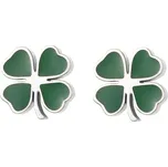 Puzetové náušnice z nerezové oceli Čtyřlístek - Barva Zlatá