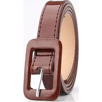 Opasek Dámský tenký lakovaný lesklý pásek na šaty - Barva Tmavě hnědá