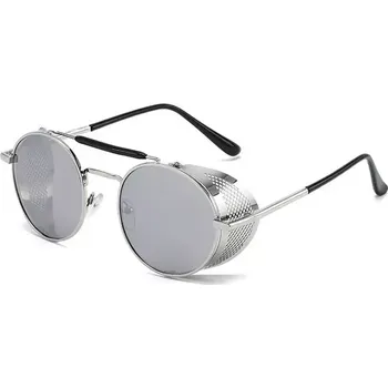 Sluneční brýle Oválné sluneční brýle Cyber Steampunk Stříbrné zrcadlovky