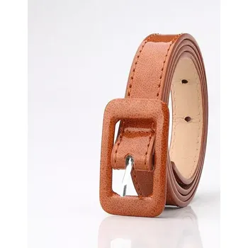 Opasek Dámský tenký lakovaný lesklý pásek na šaty - Barva Hnědá