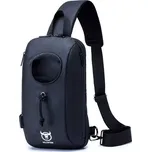 Bullcaptain taška přes rameno s USB Borgar Modrá 6L