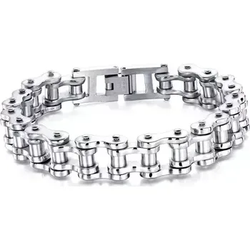 Náramek Náramek z chirurgické oceli Moto Chain - Stříbrný - Model tloušťka 12 mm, Délka 18,5 cm