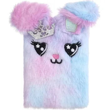 Diář Plyšový mini notes s korunku Princess Růžovo-modrý