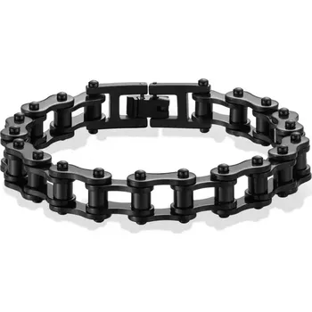 Náramek Náramek z chirurgické oceli Moto Chain Černý - Délka 21,5 cm