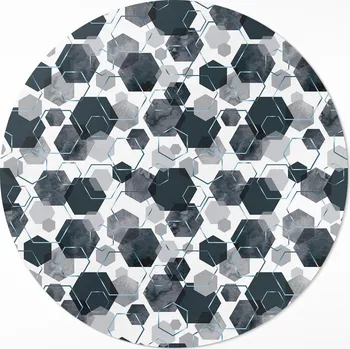 Koberec Designový Vinylový Kulatý Koberec průměr 70 cm Akvarelové a lineární tvary