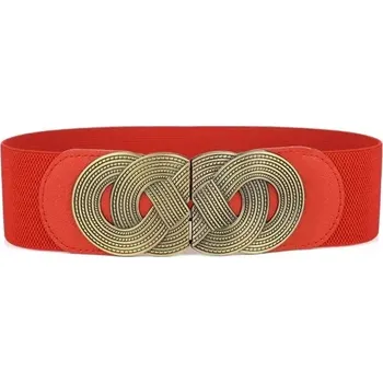 Opasek Dámský elastický splétaný pásek Bronz Červený
