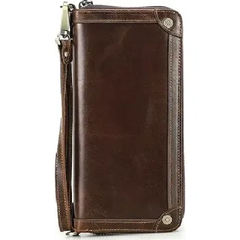 Peněženka Contacts pánská kožená peněženka Kallis Hnědá