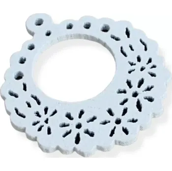 Dřevěný přívěsek filigrán bílý - 10 ks