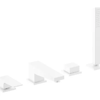 Vodovodní baterie Alpi Una18 - 4-otvorová baterie na okraj vany, bílá matná UNM28D31237BI